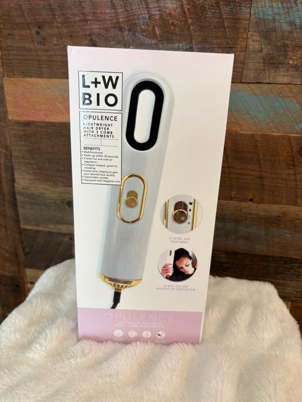 Opulence White & Gold Lightweight Hair Dryer - Picture 1 of 4